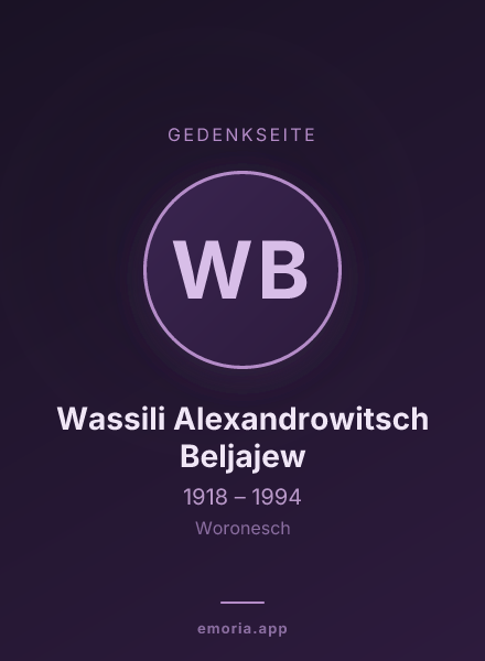Gedenkportrait von Wassili Alexandrowitsch Beljajew
