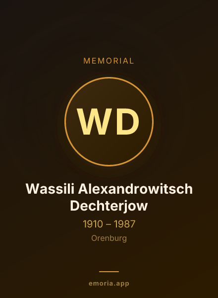 Memorial portrait of Wassili Alexandrowitsch Dechterjow