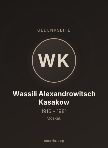 Gedenkportrait von Wassili Alexandrowitsch Kasakow