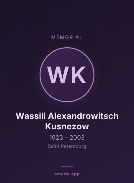 Memorial portrait of Wassili Alexandrowitsch Kusnezow