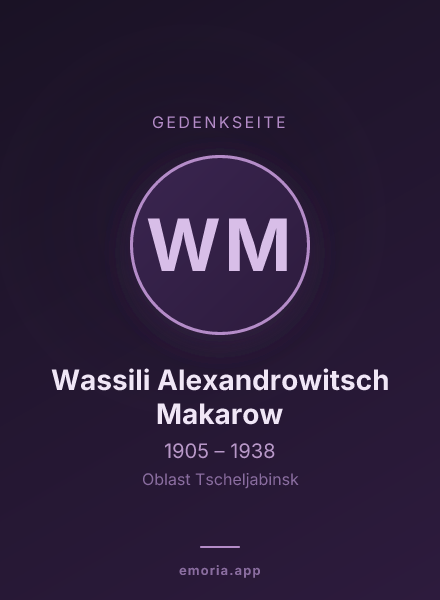 Gedenkportrait von Wassili Alexandrowitsch Makarow