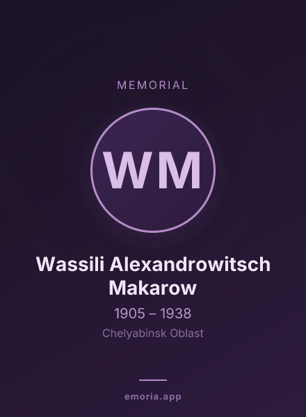 Memorial portrait of Wassili Alexandrowitsch Makarow