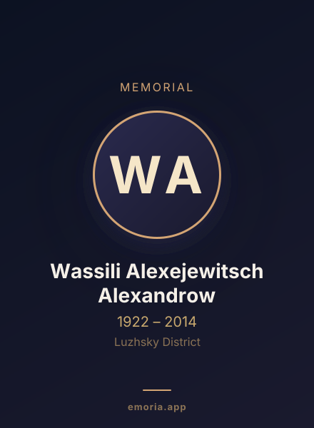 Memorial portrait of Wassili Alexejewitsch Alexandrow