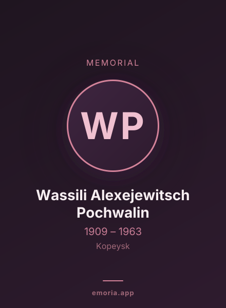 Memorial portrait of Wassili Alexejewitsch Pochwalin