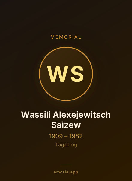 Memorial portrait of Wassili Alexejewitsch Saizew