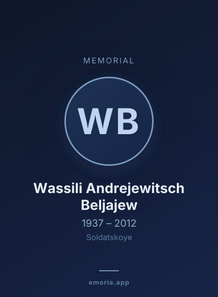 Memorial portrait of Wassili Andrejewitsch Beljajew