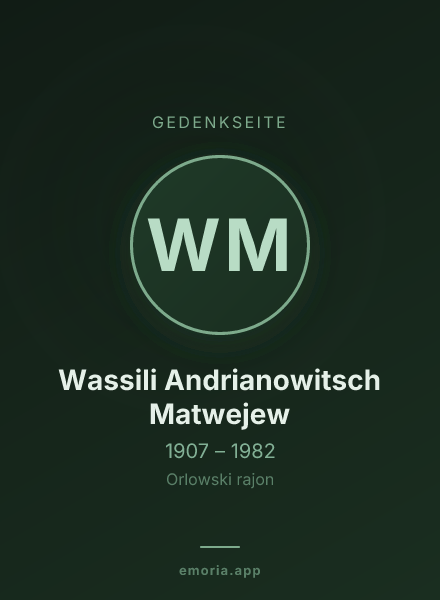 Gedenkportrait von Wassili Andrianowitsch Matwejew