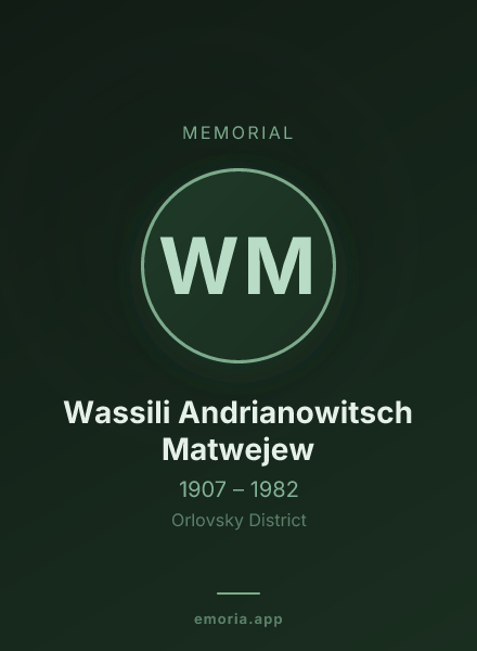Memorial portrait of Wassili Andrianowitsch Matwejew