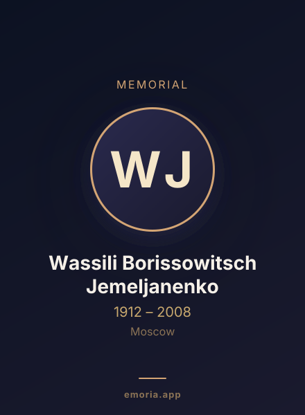 Memorial portrait of Wassili Borissowitsch Jemeljanenko