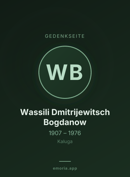 Gedenkportrait von Wassili Dmitrijewitsch Bogdanow