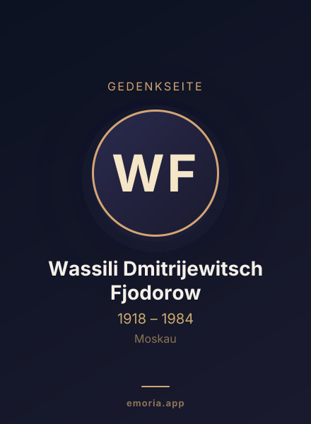 Gedenkportrait von Wassili Dmitrijewitsch Fjodorow