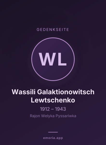 Gedenkportrait von Wassili Galaktionowitsch Lewtschenko
