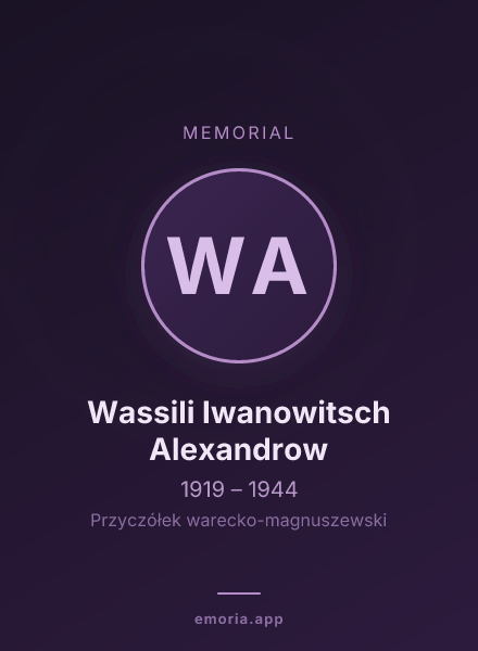 Memorial portrait of Wassili Iwanowitsch Alexandrow