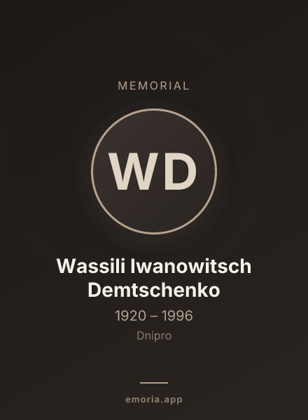 Memorial portrait of Wassili Iwanowitsch Demtschenko