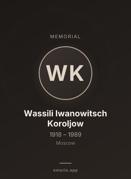 Memorial portrait of Wassili Iwanowitsch Koroljow