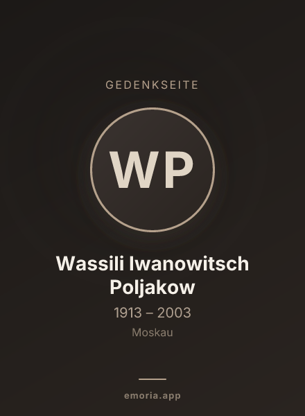 Gedenkportrait von Wassili Iwanowitsch Poljakow