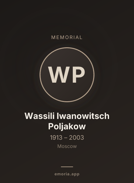 Memorial portrait of Wassili Iwanowitsch Poljakow