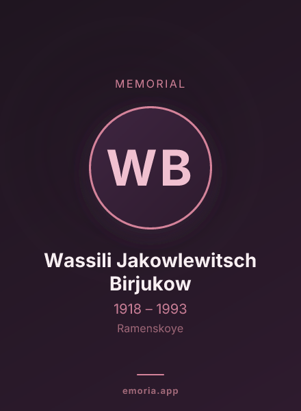 Memorial portrait of Wassili Jakowlewitsch Birjukow