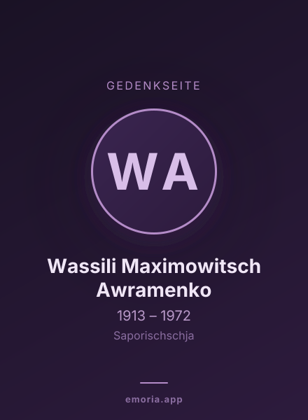 Gedenkportrait von Wassili Maximowitsch Awramenko