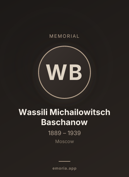 Memorial portrait of Wassili Michailowitsch Baschanow