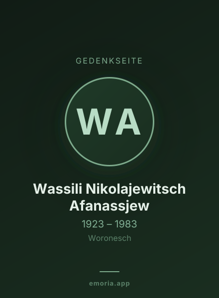 Gedenkportrait von Wassili Nikolajewitsch Afanassjew