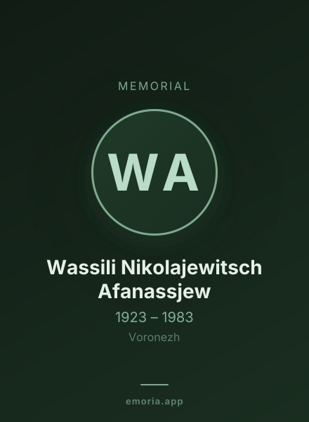 Memorial portrait of Wassili Nikolajewitsch Afanassjew