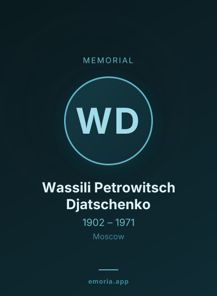 Memorial portrait of Wassili Petrowitsch Djatschenko