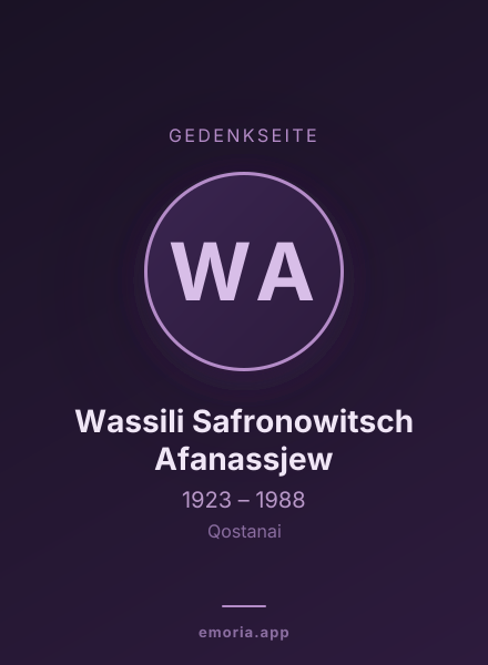Gedenkportrait von Wassili Safronowitsch Afanassjew