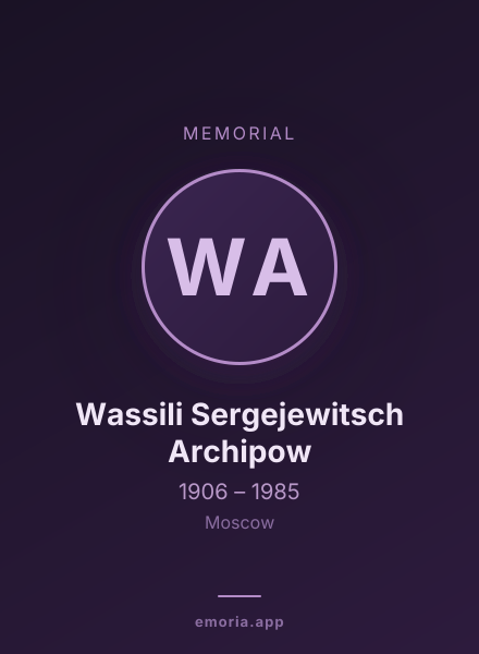 Memorial portrait of Wassili Sergejewitsch Archipow