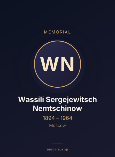 Memorial portrait of Wassili Sergejewitsch Nemtschinow