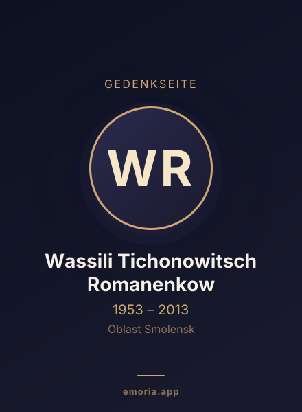 Gedenkportrait von Wassili Tichonowitsch Romanenkow