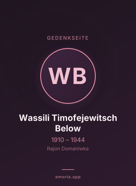 Gedenkportrait von Wassili Timofejewitsch Below