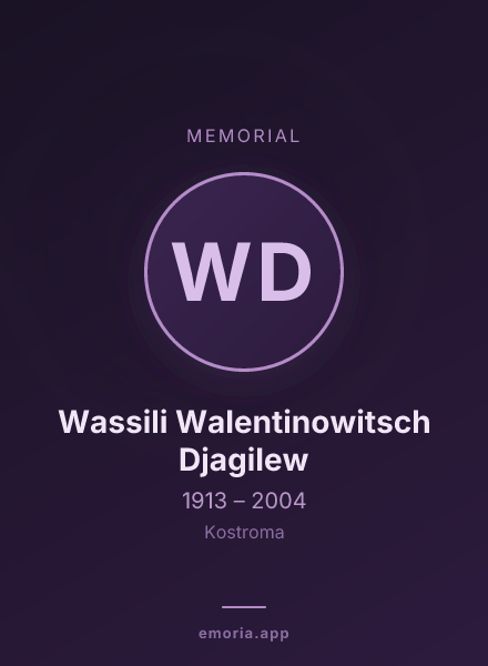 Memorial portrait of Wassili Walentinowitsch Djagilew