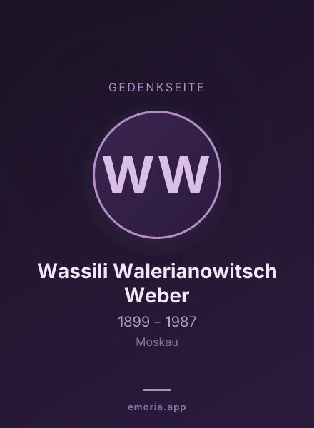 Gedenkportrait von Wassili Walerianowitsch Weber