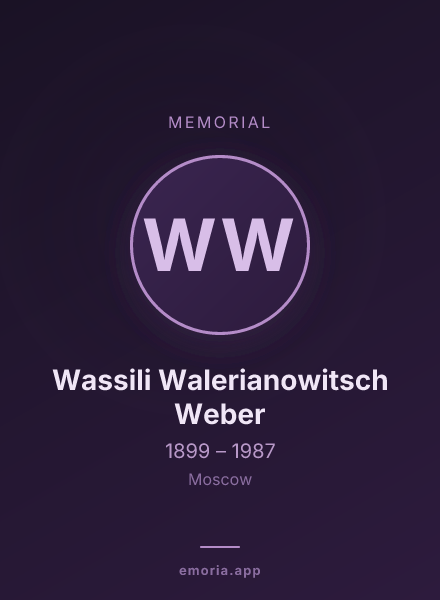 Memorial portrait of Wassili Walerianowitsch Weber