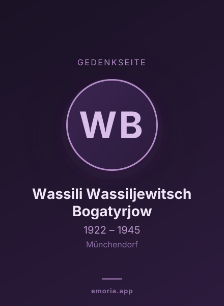 Gedenkportrait von Wassili Wassiljewitsch Bogatyrjow