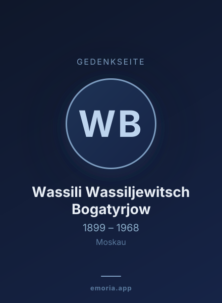 Gedenkportrait von Wassili Wassiljewitsch Bogatyrjow