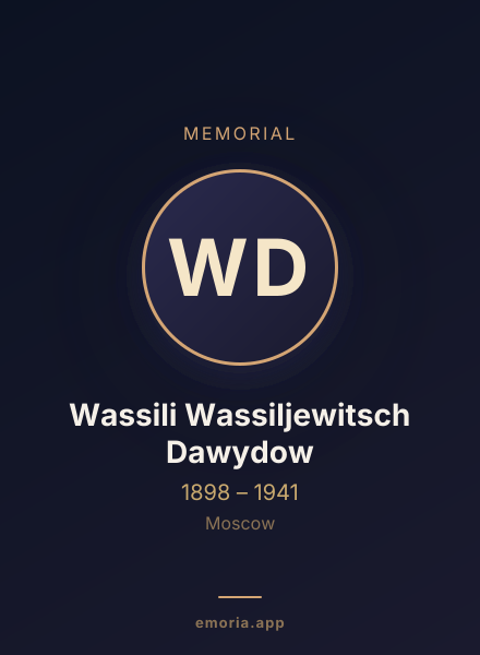 Memorial portrait of Wassili Wassiljewitsch Dawydow