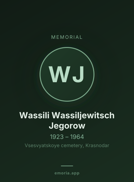 Memorial portrait of Wassili Wassiljewitsch Jegorow