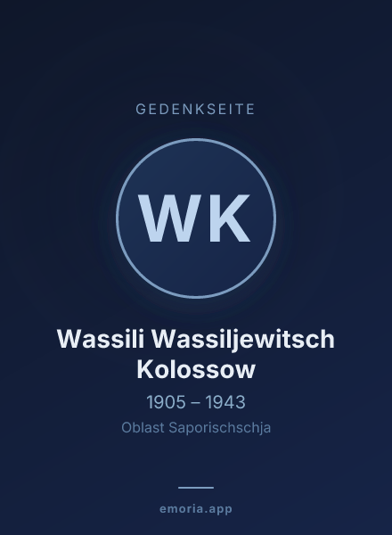 Gedenkportrait von Wassili Wassiljewitsch Kolossow