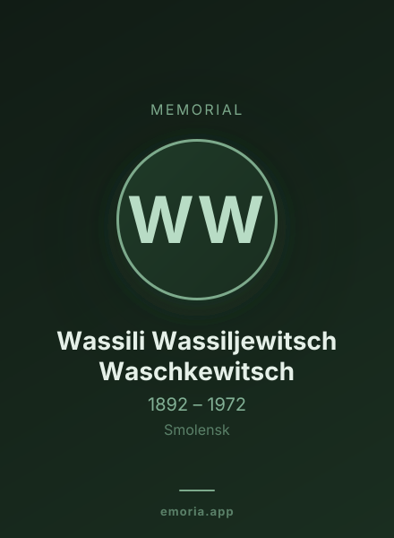 Memorial portrait of Wassili Wassiljewitsch Waschkewitsch