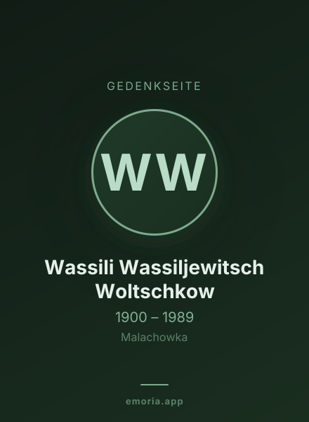Gedenkportrait von Wassili Wassiljewitsch Woltschkow