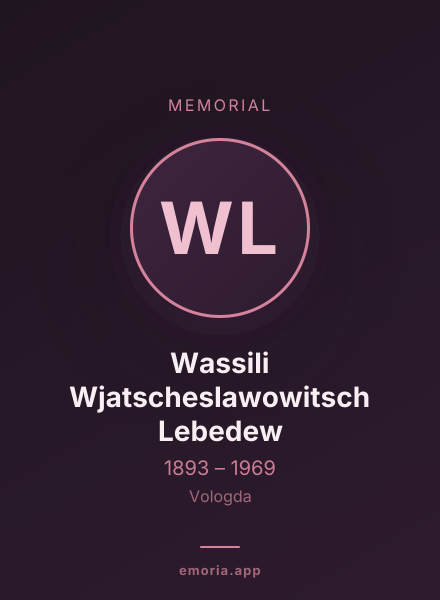 Memorial portrait of Wassili Wjatscheslawowitsch Lebedew