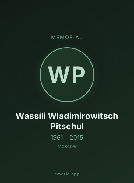 Memorial portrait of Wassili Wladimirowitsch Pitschul
