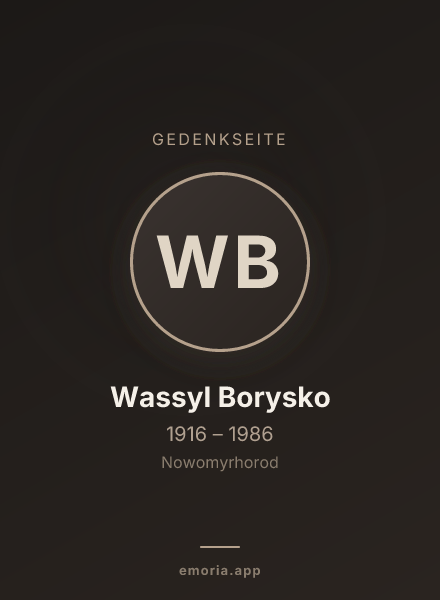 Gedenkportrait von Wassyl Borysko