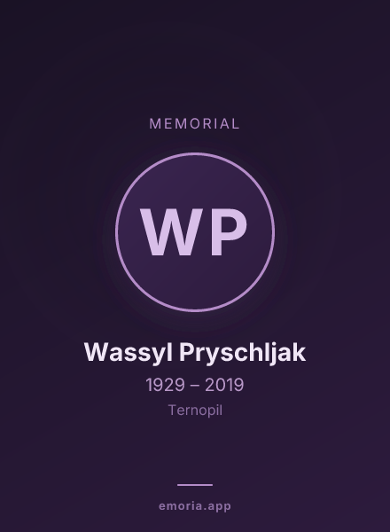Memorial portrait of Wassyl Pryschljak