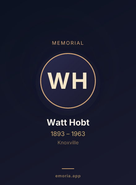 Memorial portrait of Watt Hobt