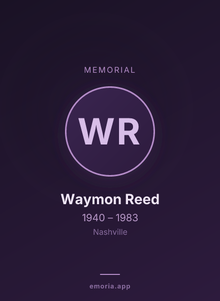 Memorial portrait of Waymon Reed