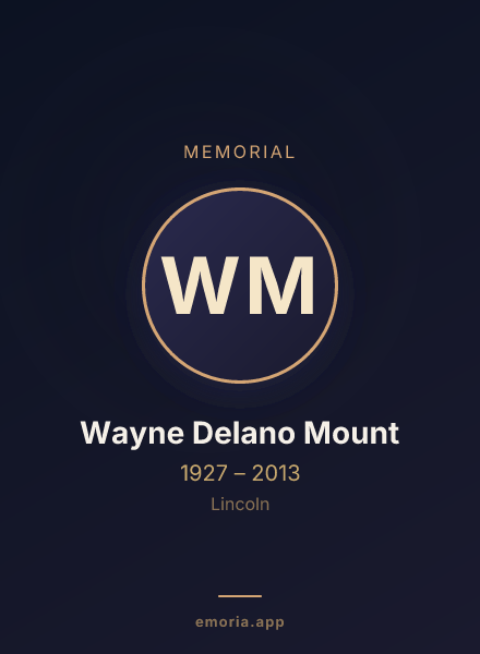 Memorial portrait of Wayne Delano Mount