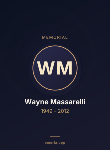 Memorial portrait of Wayne Massarelli